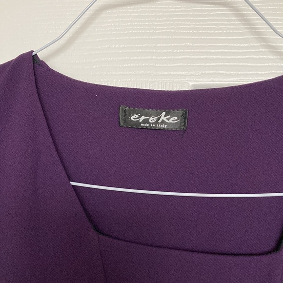 NWOT Eroke Italy Maroon Stretch Dress, Long Sleeve, Striped, Size 10, Lined - Picture 5 of 9